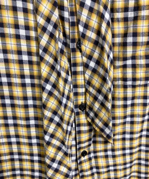BALENCIAGA（バレンシアガ）BALENCIAGA (バレンシアガ) 18SS バックロゴチェックシャツ　チェックシャツ　ボウタイシャツ　イタリア製　ユニセックス イエロー×ブラック サイズ:34の古着・服飾アイテム