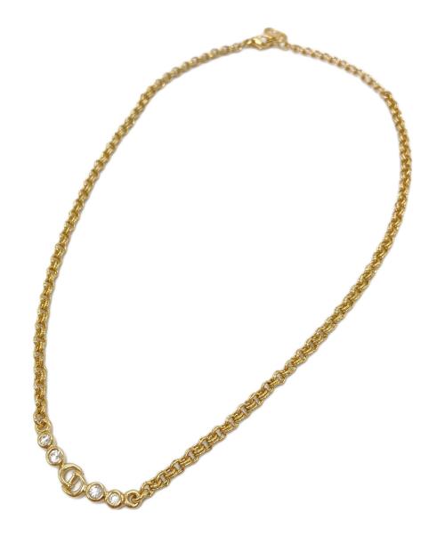 Christian Dior（クリスチャン ディオール）Christian Dior (クリスチャン ディオール) ストーン付きCDネックレス　ヴィンテージラインストーンネックレス ゴールド サイズ:実寸参照の古着・服飾アイテム