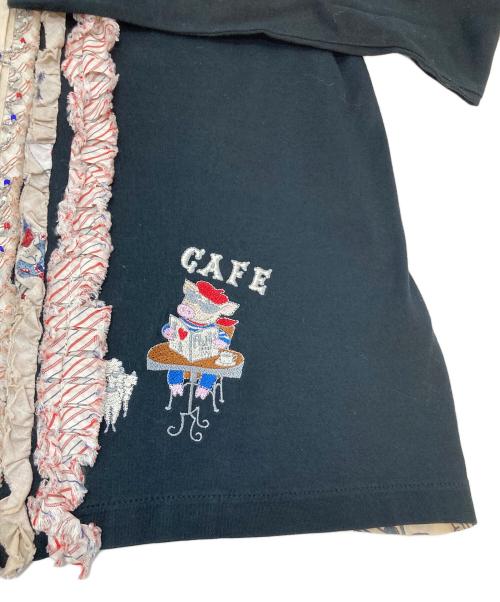 OLLEBOREBLA（アルベロベロ）OLLEBOREBLA (アルベロベロ) ブタさんプリントフリルカーディガン ユニオンジャック ブラック サイズ:実寸参照の古着・服飾アイテム