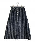 INGEBORGインゲボルグ）の古着「ロゴpt.スリットツイードスカート」｜ブラック