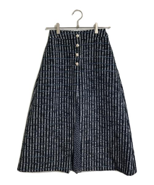 INGEBORG（インゲボルグ）INGEBORG (インゲボルグ) ロゴpt.スリットツイードスカート ブラック サイズ:3( 9号)の古着・服飾アイテム