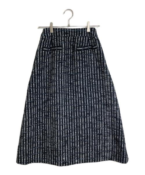 INGEBORG（インゲボルグ）INGEBORG (インゲボルグ) ロゴpt.スリットツイードスカート ブラック サイズ:3( 9号)の古着・服飾アイテム