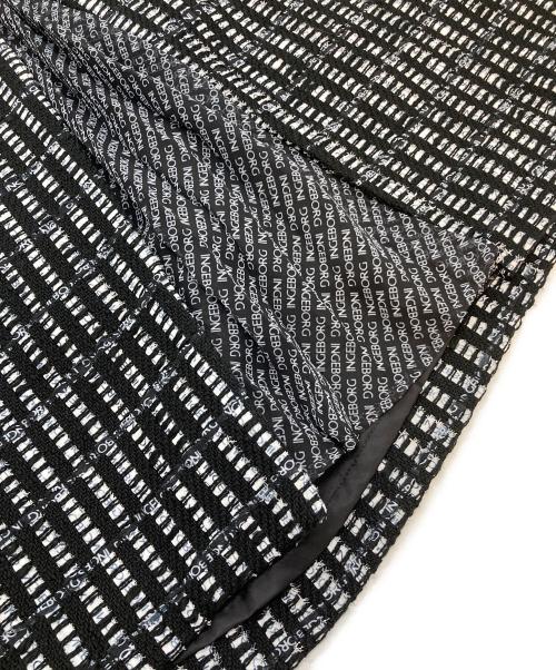 INGEBORG（インゲボルグ）INGEBORG (インゲボルグ) ロゴpt.スリットツイードスカート ブラック サイズ:3( 9号)の古着・服飾アイテム