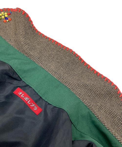 OLLEBOREBLA（アルベロベロ）OLLEBOREBLA (アルベロベロ) ビジュー ぶたさんプリント 総柄刺繍コート マルチカラー サイズ:実寸参照の古着・服飾アイテム