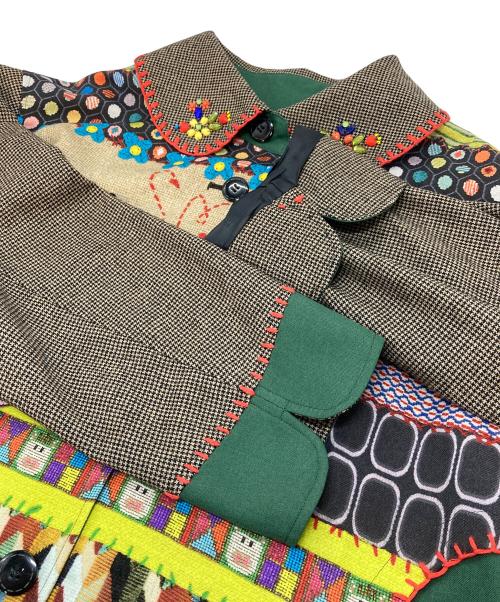 OLLEBOREBLA（アルベロベロ）OLLEBOREBLA (アルベロベロ) ビジュー ぶたさんプリント 総柄刺繍コート マルチカラー サイズ:実寸参照の古着・服飾アイテム