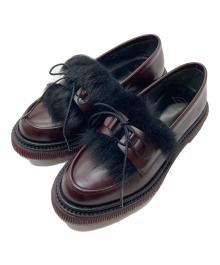 ADIEV×LOVELESS（アデュー×ラブレス）の古着「ファー付き 厚底ローファー　セレモニー」｜ボルドー