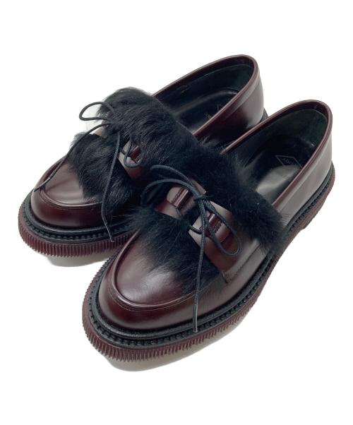 ADIEV（アデュー）ADIEV (アデュー) LOVELESS (ラブレス) ファー付き 厚底ローファー　セレモニー ボルドー サイズ:37の古着・服飾アイテム