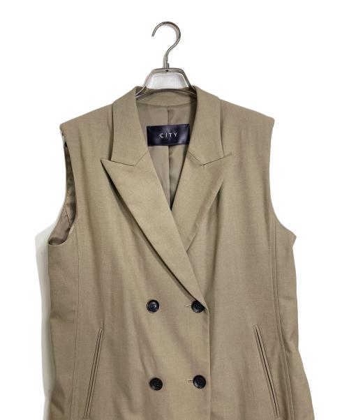 CITY（シティ）CITY (シティ) ジレ　ロングベスト ベージュ サイズ:FREEの古着・服飾アイテム