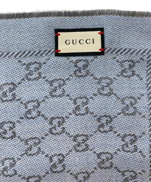 GUCCI（グッチ）GUCCI (グッチ) GGジャガードウールマフラー グレー×ブルーの古着・服飾アイテム