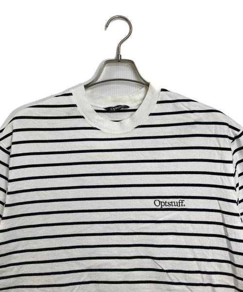 OPTSTUFF（オプトスタフ）optstuff (オプトスタフ) DRAWSTRING T-SHIRT ドロストTシャツ　ボーダー ホワイト×ブラック サイズ:FREEの古着・服飾アイテム