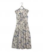 CELFORDセルフォード）の古着「カットジャカードプリントワンピース」｜ブルー×ベージュ