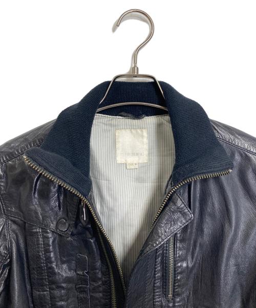 DIESEL（ディーゼル）DIESEL (ディーゼル) レザージャケット　アウター　羊革 ブラック サイズ:Mの古着・服飾アイテム