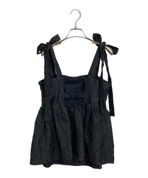 FRAY ID（フレイ アイディー）FRAY ID (フレイ アイディー) ショルダーリボンペプラムブラウス ブラック サイズ:FREEの古着・服飾アイテム