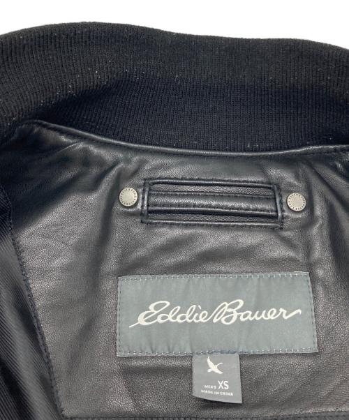 Eddie Bauer（エディーバウアー）Eddie Bauer (エディーバウアー) シープスキンレザージャケット レザーブルゾン ブラック サイズ:XSの古着・服飾アイテム