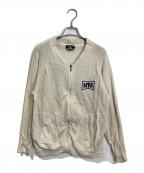 Hysteric Glamourヒステリックグラマー）の古着「刺繍コットンリネンジップアップニット　ニットカーディガン」｜ベージュ