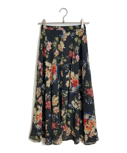 UNTITLED（アンタイトル）UNTITLED (アンタイトル) アンティークフラワー柄スカート　ロングスカート　フラワープリント　花柄　日本製　手洗い可 ブラック サイズ:01/Sの古着・服飾アイテム