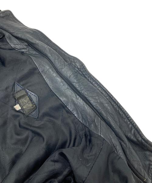 French Army（フランス軍）French Army (フレンチアーミー) 70’S～80’Sパイロットレザージャケット　　70年代～80年代 ECLAIRジップ ネイビー サイズ:52(実寸参照)の古着・服飾アイテム