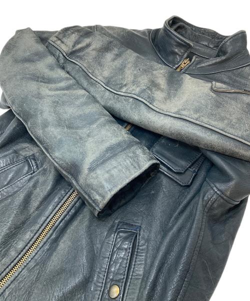 French Army（フランス軍）French Army (フレンチアーミー) 70’S～80’Sパイロットレザージャケット　　70年代～80年代 ECLAIRジップ ネイビー サイズ:52(実寸参照)の古着・服飾アイテム