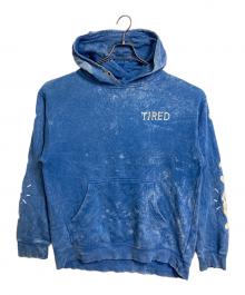Tired Skateboards（タイレッド スケートボード）の古着「ボーンスリーブピグメントダイパーカー　フーディ　骨」｜ブルー