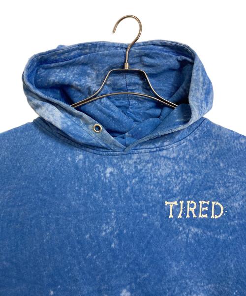 Tired Skateboards（タイレッド スケートボード）Tired Skateboards (タイレッド スケートボード) ボーンスリーブピグメントダイパーカー　フーディ　骨 ブルー サイズ:Mの古着・服飾アイテム