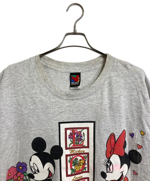 DISNEY（ディズニー）Disney (ディズニー) 【古着】90’Sミッキー&ミニーキャラクターTシャツ LOVE 90年代 グレー サイズ:3Xの古着・服飾アイテム
