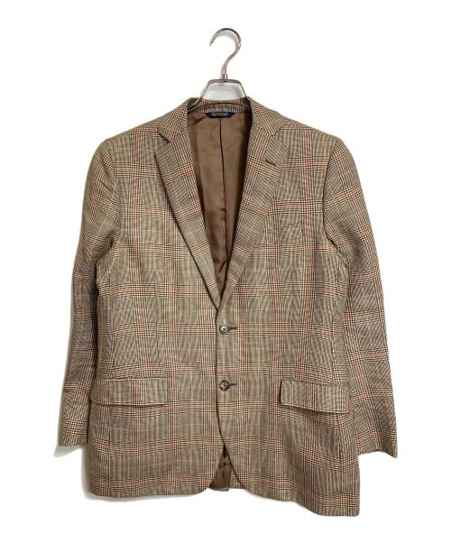 BROOKS BROTHERS（ブルックスブラザーズ）BROOKS BROTHERS (ブルックスブラザーズ) リネン混テーラードジャケット　アウター　ライトアウター　ビジネスジャケット　カジュアルジャケット　麻　チェック　lanificio di pray ベージュ サイズ:39Sの古着・服飾アイテム