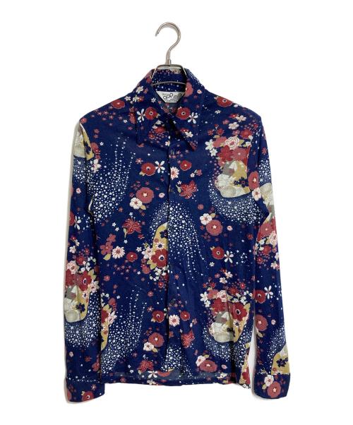 GAP（ギャップ）GAP (ギャップ) 【古着】70’S和柄ネルシャツ　長袖シャツ　小文字タグ　70年代　総柄　花柄　初期タグ　三角タグ ネイビー サイズ:Mの古着・服飾アイテム