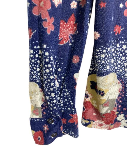 GAP（ギャップ）GAP (ギャップ) 【古着】70’S和柄ネルシャツ　長袖シャツ　小文字タグ　70年代　総柄　花柄　初期タグ　三角タグ ネイビー サイズ:Mの古着・服飾アイテム