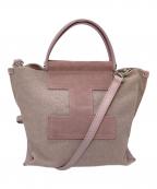 IACUCCIイアクッチ）の古着「ソルベット S CANVAS SUEDE  ショルダーバッグ　ハンドバッグ　2WAYバッグ　イタリア製」｜ピンク