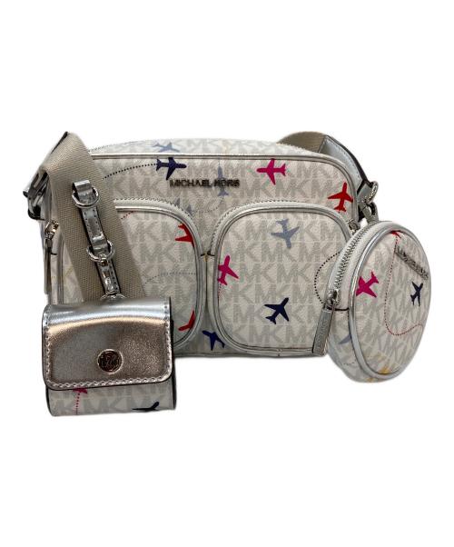 MICHAEL KORS（マイケル・コース）MICHAEL KORS (マイケル・コース) ミディアム クロスボディ　ショルダーバッグ ホワイト×シルバー サイズ:実寸参照の古着・服飾アイテム