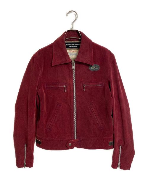 Lewis Leathers（ルイスレザース）Lewis Leathers JUNYA WATANABE COMME des GARCONS (ジュンヤワタナベ コムデギャルソン) コーデュロイシングルライダースジャケット　DOMINATOR ドミネーター レッド サイズ:実寸参照の古着・服飾アイテム