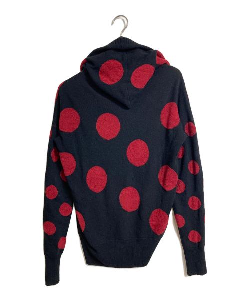 Vivienne Westwood RED LABEL（ヴィヴィアンウエストウッドレッドレーベル）Vivienne Westwood RED LABEL (ヴィヴィアンウエストウッドレッドレーベル) フード付カーディガン　デザインカーディガン　ドット レッド×ブラック サイズ:1の古着・服飾アイテム