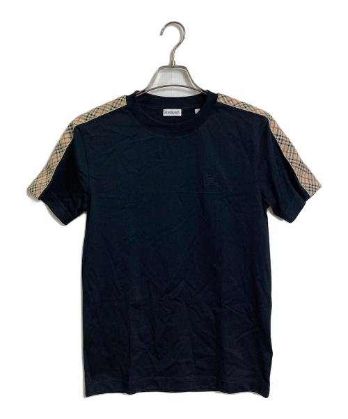 BURBERRY（バーバリー）BURBERRY (バーバリー) チェックテフTシャツ　バーバリーチェック　ラインTシャツ　 25ss ダニエルリー期  ブラック サイズ:XSの古着・服飾アイテム