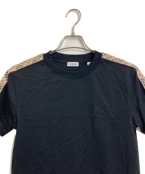BURBERRY（バーバリー）BURBERRY (バーバリー) チェックテフTシャツ　バーバリーチェック　ラインTシャツ　 25ss ダニエルリー期  ブラック サイズ:XSの古着・服飾アイテム