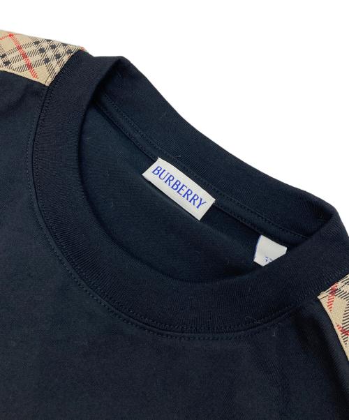 BURBERRY（バーバリー）BURBERRY (バーバリー) チェックテフTシャツ　バーバリーチェック　ラインTシャツ　 25ss ダニエルリー期  ブラック サイズ:XSの古着・服飾アイテム
