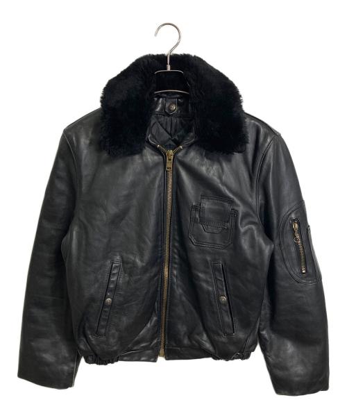 Schott（ショット）Schott (ショット) パイロットジャケット 襟付きフライトレザージャケット ブラック サイズ:38の古着・服飾アイテム