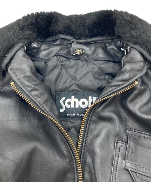 Schott（ショット）Schott (ショット) パイロットジャケット 襟付きフライトレザージャケット ブラック サイズ:38の古着・服飾アイテム