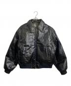 ZARAザラ）の古着「エコレザーボンバージャケット　」｜オリーブ