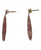 ageteアガット）の古着「レッドクォーツピアス　K10」｜ピンク×ゴールド