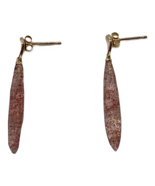 agete（アガット）agete (アガット) レッドクォーツピアス　K10 ピンク×ゴールド サイズ:実寸参照の古着・服飾アイテム