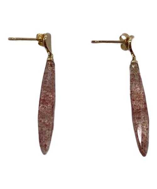 agete（アガット）agete (アガット) レッドクォーツピアス　K10 ピンク×ゴールド サイズ:実寸参照の古着・服飾アイテム