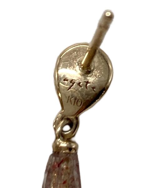 agete（アガット）agete (アガット) レッドクォーツピアス　K10 ピンク×ゴールド サイズ:実寸参照の古着・服飾アイテム