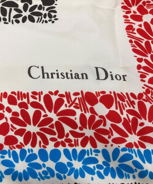 Christian Dior（クリスチャン ディオール）Christian Dior (クリスチャン ディオール) スカーフ　シルクスカーフ　花柄　総柄 トリコロールカラー サイズ:実寸参照の古着・服飾アイテム