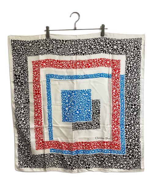 Christian Dior（クリスチャン ディオール）Christian Dior (クリスチャン ディオール) スカーフ　シルクスカーフ　花柄　総柄 トリコロールカラー サイズ:実寸参照の古着・服飾アイテム