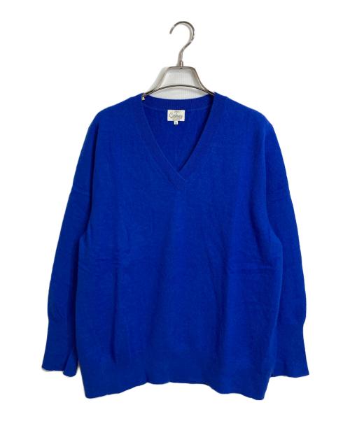 23区（ニジュウサンク）23区 (ニジュウサンク) ピュアカシミヤ Vネック ニット ブルー サイズ:44の古着・服飾アイテム