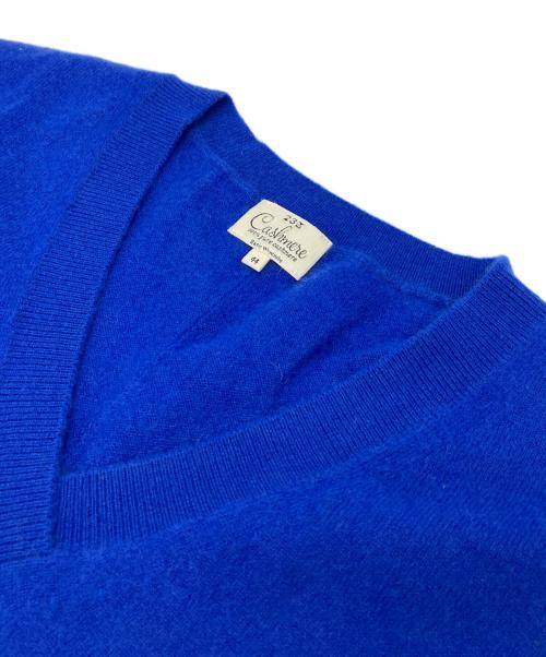 23区（ニジュウサンク）23区 (ニジュウサンク) ピュアカシミヤ Vネック ニット ブルー サイズ:44の古着・服飾アイテム