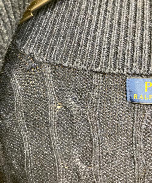 POLO RALPH LAUREN（ポロ・ラルフローレン）POLO RALPH LAUREN (ポロ・ラルフローレン) 【古着】シルクコットンケーブルニット　長袖ニット　ポニー刺繍　オーバーサイズ ネイビー サイズ:XLの古着・服飾アイテム