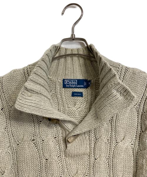 POLO RALPH LAUREN（ポロ・ラルフローレン）POLO RALPH LAUREN (ポロ・ラルフローレン) 【古着】90’S～00’Sシルクケーブルニット　シルク100％　シルクニット　ポニーなし ベージュ サイズ:Mの古着・服飾アイテム