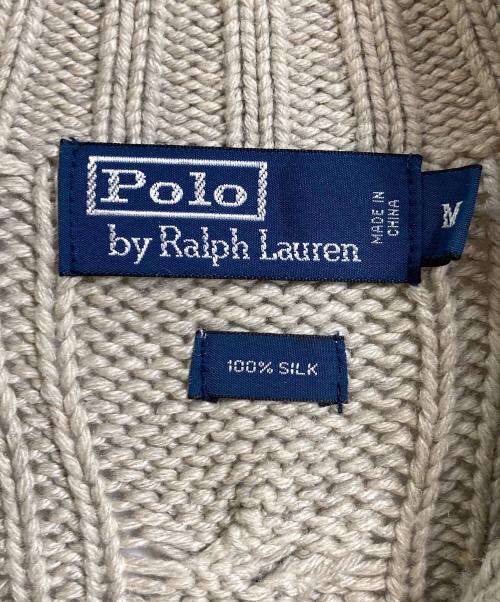 POLO RALPH LAUREN（ポロ・ラルフローレン）POLO RALPH LAUREN (ポロ・ラルフローレン) 【古着】90’S～00’Sシルクケーブルニット　シルク100％　シルクニット　ポニーなし ベージュ サイズ:Mの古着・服飾アイテム