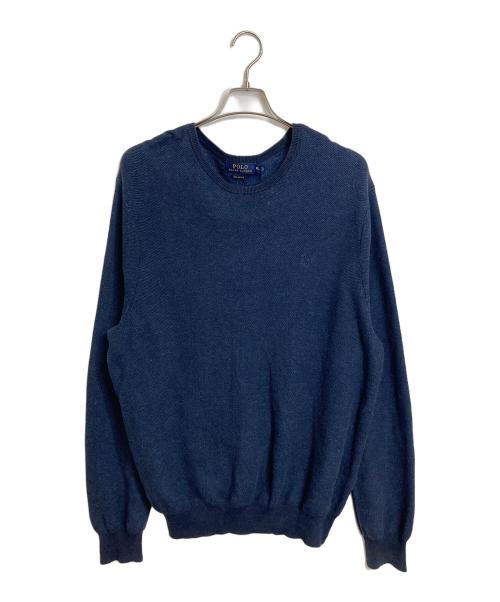 POLO RALPH LAUREN（ポロ・ラルフローレン）POLO RALPH LAUREN (ポロ・ラルフローレン) PIMA COTTON 鹿の子ニット　 ネイビー サイズ:XLの古着・服飾アイテム